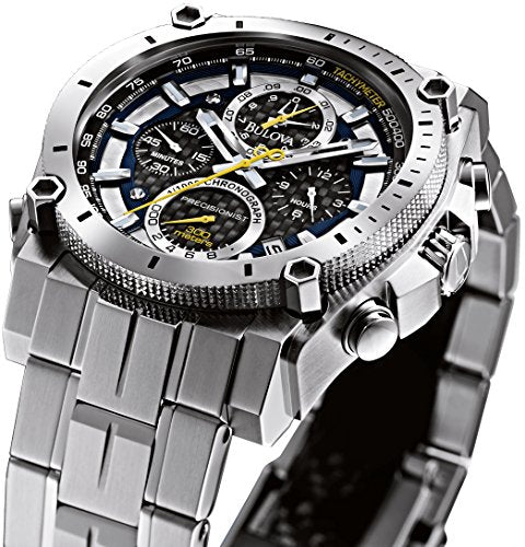 Men's Precisionist in Stainless Steel with 8-Hand Chronograph Watch, Blue and Yellow