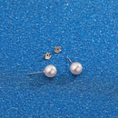 18K White Gold Plated Sterling Silver Post Faux Pearl Stud Earrings for Women Girls, White