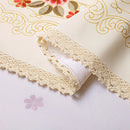 Decorative Red Floral Print Lace Water Resistant Tablecloth Wrinkle Free and Stain