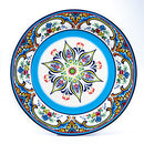 Euro Ceramica Zanzibar Collection 16 Piece Dinnerware Set Kitchen and Dining, Service for 4, Spanish Floral Design, Multicolor, Blue and Yellow