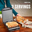 2-Serving Classic Plate Electric Indoor Grill and Panini Press, Black, GRS040B