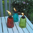 TIKI 6-Inch Molded Glass Table Torch, Red, Green & Blue (Set of 3)
