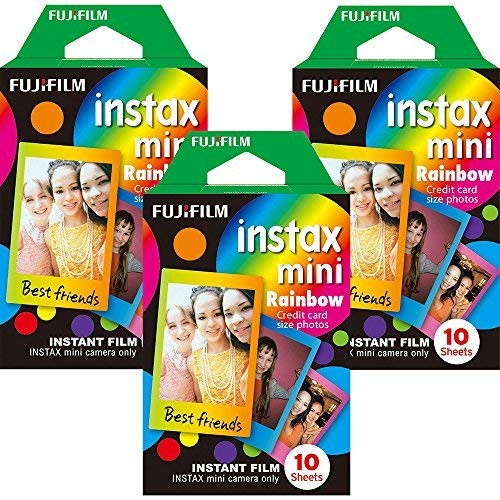 Instax Mini Instant Rainbow Film, 10 Sheets, 3 Value Set