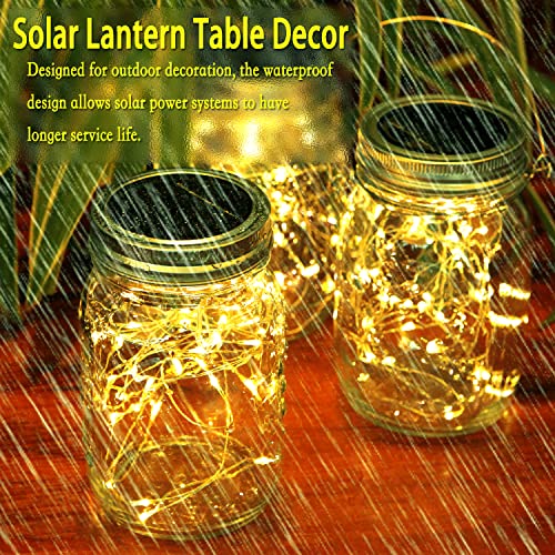 8 Pack Outdoor Solar Lantern 30LED Mason Jar Lights Solar Powered,Waterproof Hanging