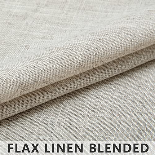 Beige Linen Curtains for Small Windows 45 Inch Length 2 Panel Rod Pocket