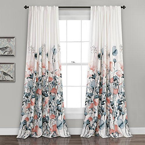 Flora Curtains Room Darkening Window Panel Set for Living, Dining, Bedroom (Pair)