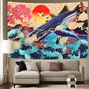 Sevenstars Japanese Ukiyo-e Tapestry Sea Wave Koi Tapestry Trippy Whale