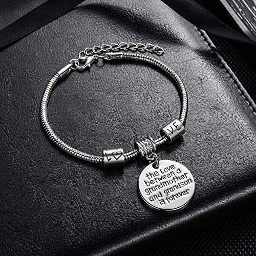 Love between a Grandmother and Grandson is Forever Charm Bracelet Family Jewelry