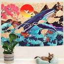 Sevenstars Japanese Ukiyo-e Tapestry Sea Wave Koi Tapestry Trippy Whale