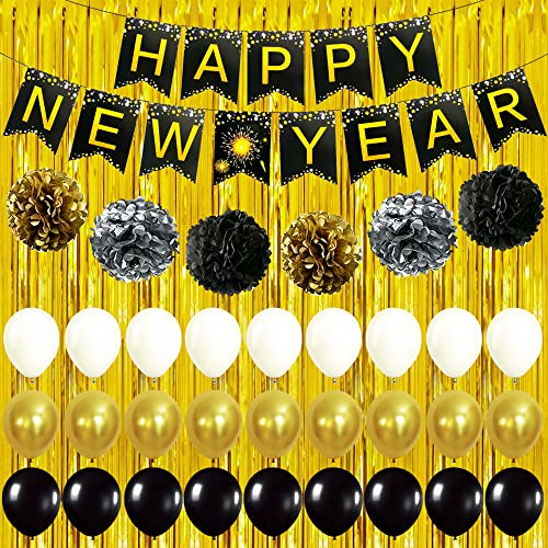 Happy New Year Decorations 2022 Kit - NO DIY, Glitter Happy New Year Banner