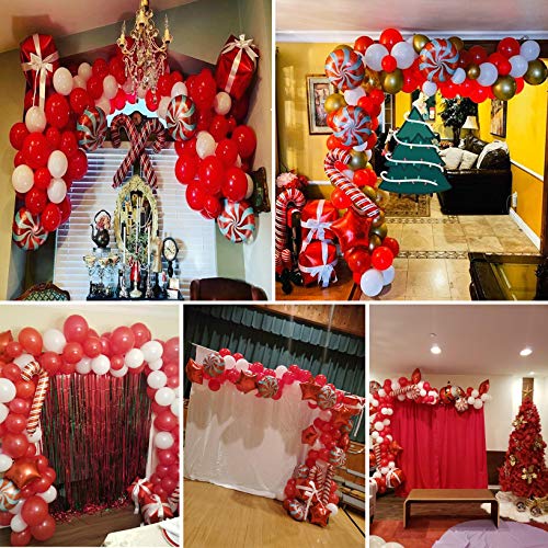 Christmas Balloon Garland Arch kit 144 Pieces with Christmas Red White Candy Balloons
