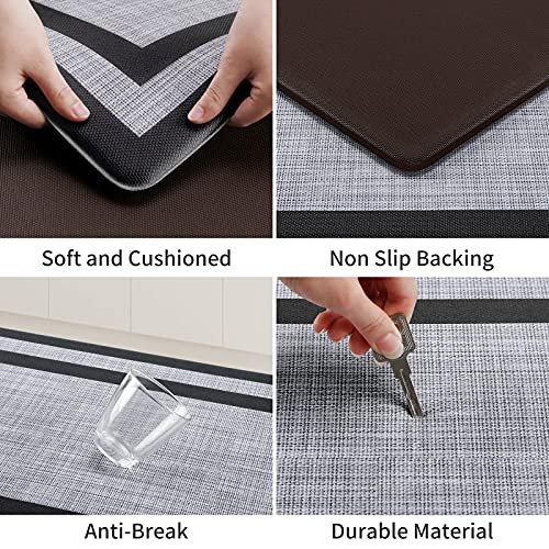 Kitchen Mat [2 PCS] Cushioned Anti-Fatigue Kitchen Rugs Non-Skid Waterproof