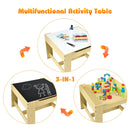 Kids Table Chairs Set With Storage Boxes Blackboard Whiteboard Drawing (Natural)