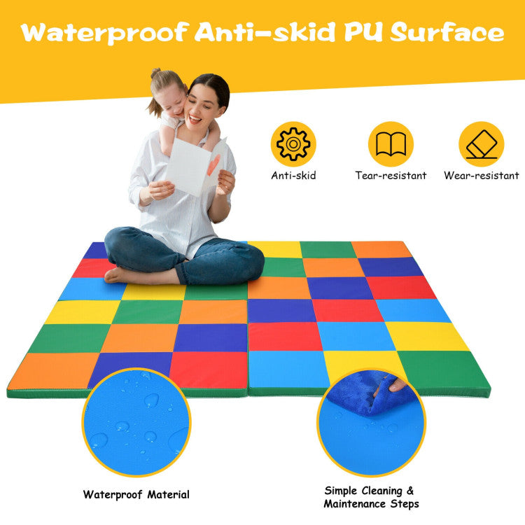 58 Inch Toddler Foam Play Mat Baby Folding Activity Floor Mat