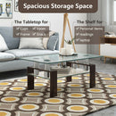 Rectangle Glass Coffee Table with Metal Legs for Living Room