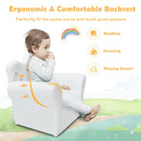 Children Upholstered Princess Sofa with Ottoman and Diamond Decoration for Boys and Girls - White
