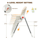 Folding Baby High Dining Chair with 6-Level Height Adjustment