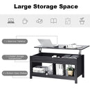 Lift Top Coffee Table with Hidden Storage Compartment and Lower Shelf for Study Room (Black)