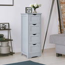 Floor Wooden Free Standing Storage Side Organizer for Bathroom (White)