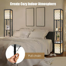Modern Shelf Freestanding Floor Lamp with Double Lamp Pull Chain and Foot Switch