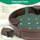 Sandbox with Built-in Corner Seat and Cover - Brown