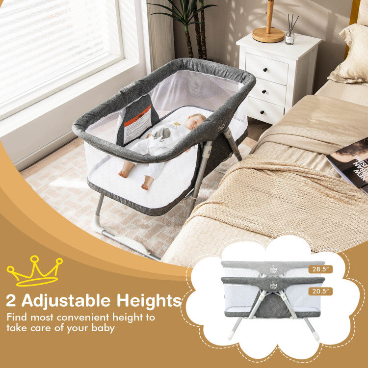 2-In-1 Baby Bassinet with Mattress and Net (Gray)