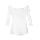 Women off shoulder lace fashion long sleeve patchwork playsuit