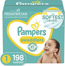 Diapers Size 1 (8-14 lbs) Newborn, 198 Count - Pampers Swaddlers Disposable Baby Diapers, (Packaging May Vary)