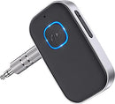 COMSOON Bluetooth 5.0 Receiver for Car, Noise Cancelling Bluetooth AUX Adapter, Bluetooth Music Receiver for Home Stereo/Wired Headphones/Hands-Free Call,16H Battery Life-Black+Silver