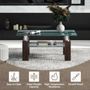 Rectangle Glass Coffee Table with Metal Legs for Living Room
