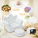 Children Upholstered Princess Sofa with Ottoman and Diamond Decoration for Boys and Girls - White