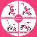 4-in-1 Detachable Baby Stroller Tricycle with Round Canopy