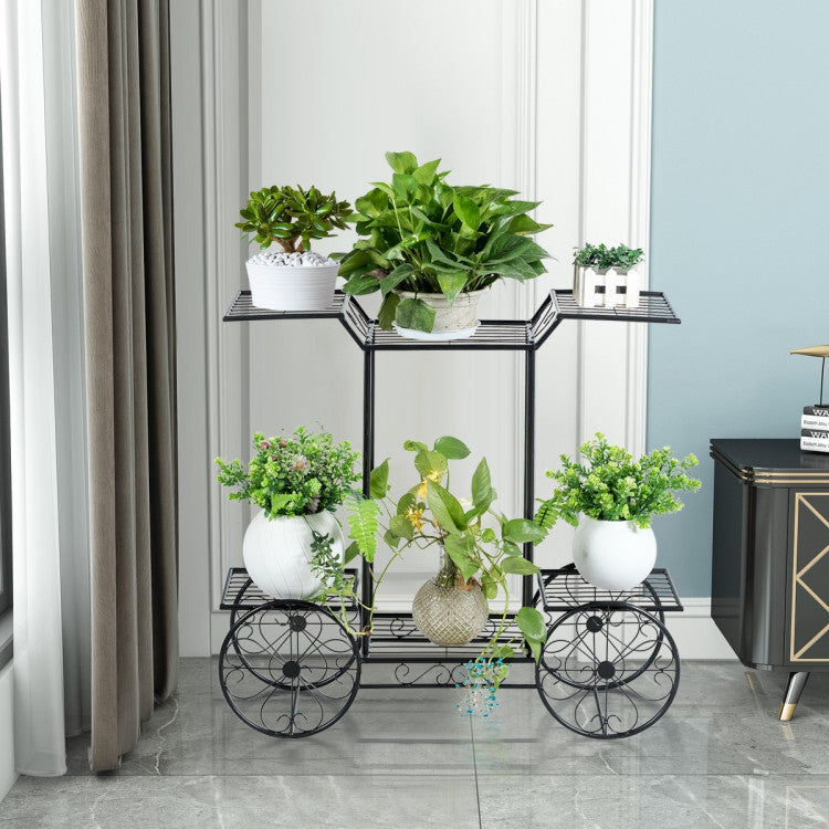 6-Tier Garden Cart Flower Rack Display Decor Pot Plant Holder