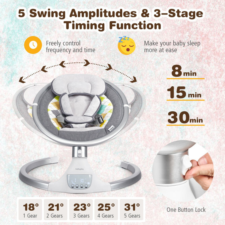 Baby Swing Electric Rocking Chair with Music Timer  (Gray)