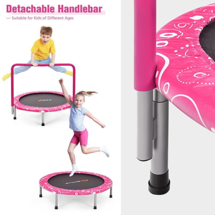 36 Inch Kids Trampoline Mini Rebounder with Full Covered Handrail (Pink)