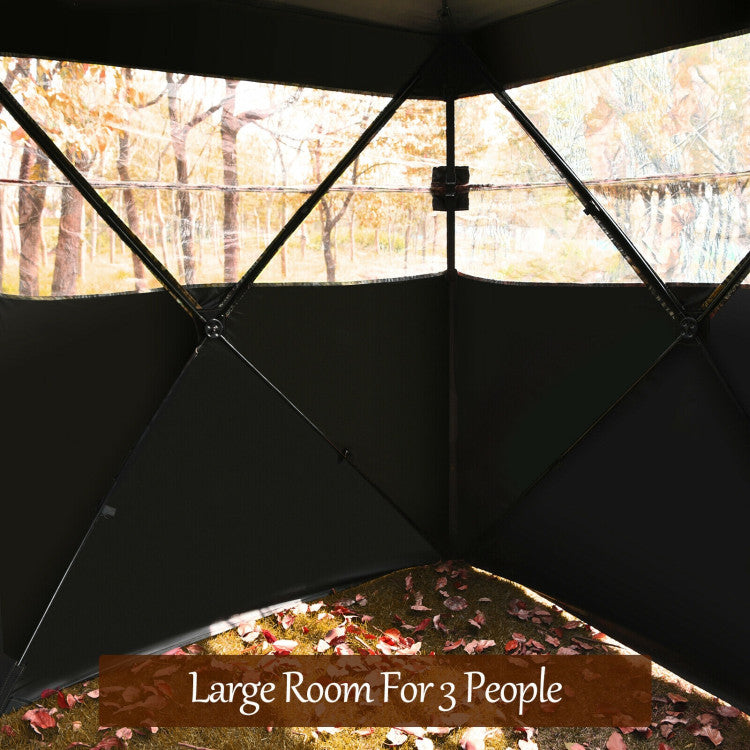 3 Person Hunting camouflage Surround View Tent with Slide Mesh Window