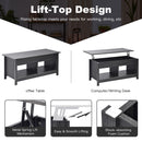 Lift Top Coffee Table with Hidden Storage Compartment and Lower Shelf for Study Room (Black)