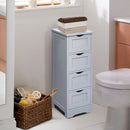 Floor Wooden Free Standing Storage Side Organizer for Bathroom (White)
