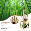 4-Potted Bamboo Tall Plant Holder Stand - Natural