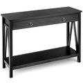 Console Table with Drawer Storage Shelf for Entryway Hallway - Natural