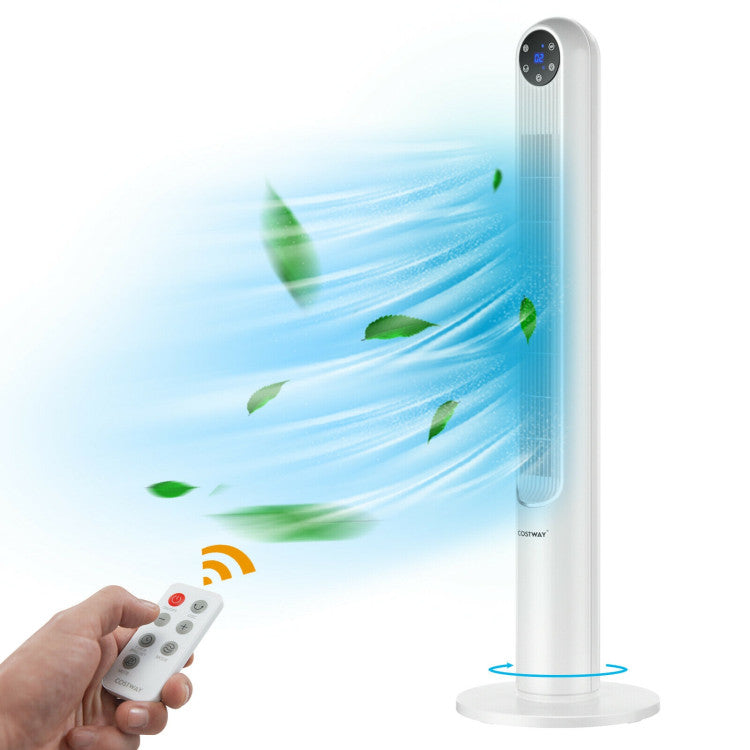 42 Inch 80 Degree Tower Fan with Smart Display Panel and Remote Control - White