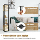 Modern Shelf Freestanding Floor Lamp with Double Lamp Pull Chain and Foot Switch