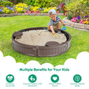 Sandbox with Built-in Corner Seat and Cover - Brown