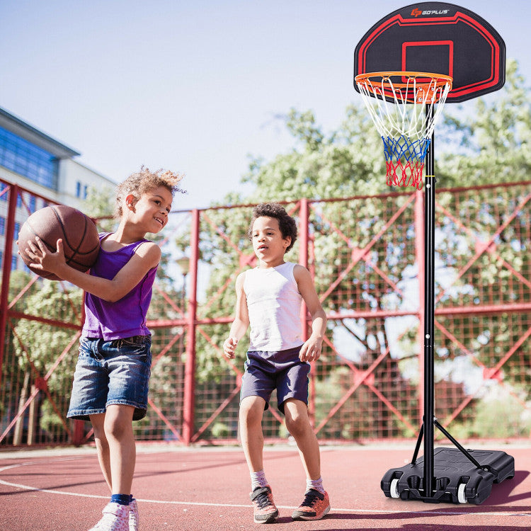 Adjustable Kids Basketball Hoop Stand with Durable Net and Wheel