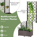 Raised Garden Bed with Trellis Planter Box for Climbing Plants - Brown