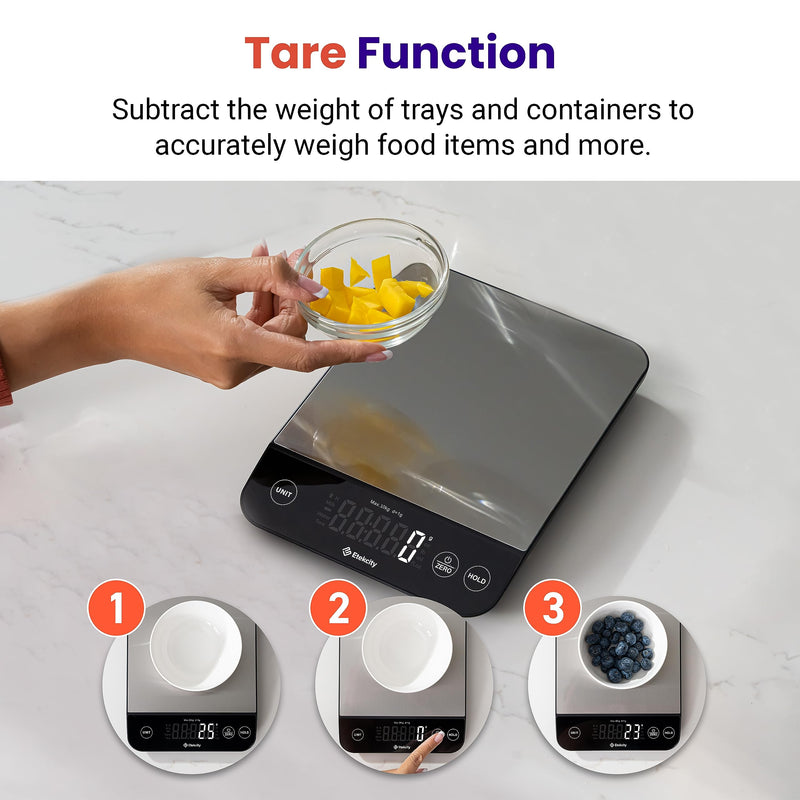 Food Kitchen Scale 22lb, Digital Weight Grams and Oz for Weight Loss, Baking and Cooking, 0.05oz/1g Precise Graduation,5 Weight Units, IPX6 Waterproof, USB Rechargeable,304 Stainless Steel