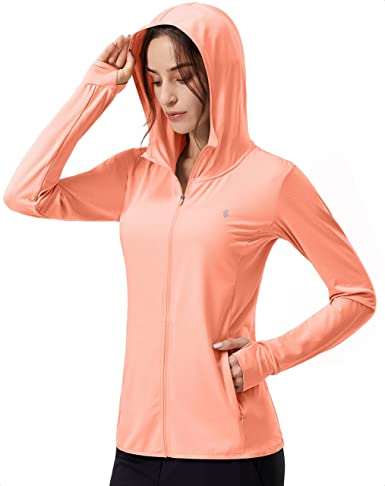 Soothfeel Women's UPF 50+ Sun Protection Hoodie Jacket Lightweight Long Sleeve Sun Shirt for Women with Pocket Hiking Outdoor