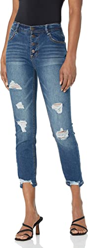 WallFlower Women's Juniors Flirty Curvy High-Rise Skinny Stretch Denim Crop Jeans (Standard and Plus)