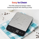 Food Kitchen Scale 22lb, Digital Weight Grams and Oz for Weight Loss, Baking and Cooking, 0.05oz/1g Precise Graduation,5 Weight Units, IPX6 Waterproof, USB Rechargeable,304 Stainless Steel