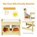Kids Table Chairs Set With Storage Boxes Blackboard Whiteboard Drawing (Natural)